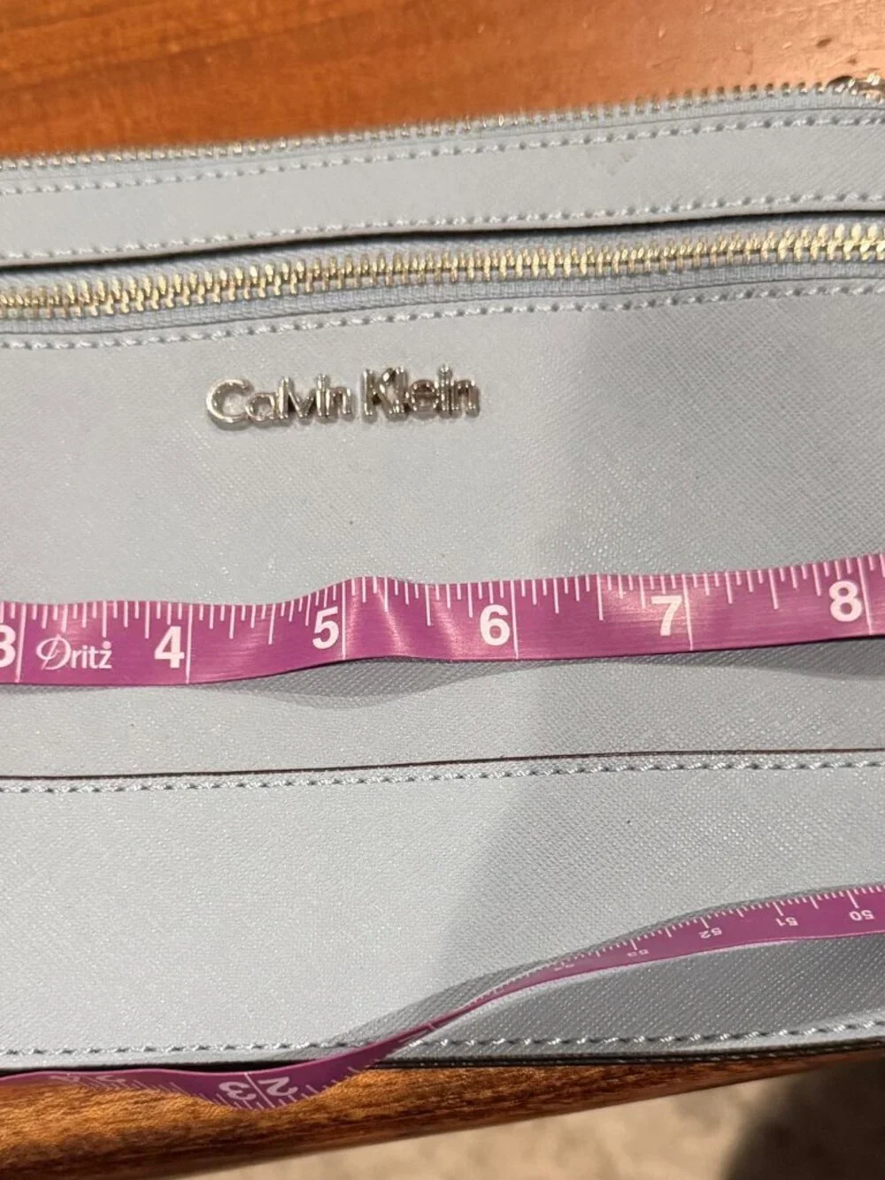 Calvin Klein NWT Light Blue Leather Wristlet